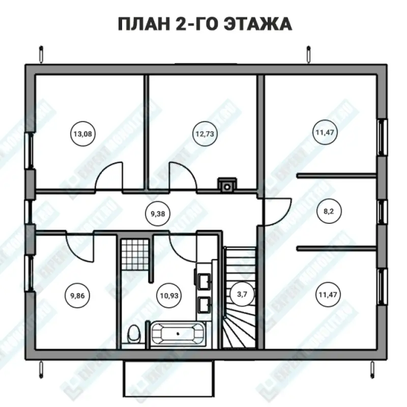 Частный дом из бетона ДМР-05 план второго этажа