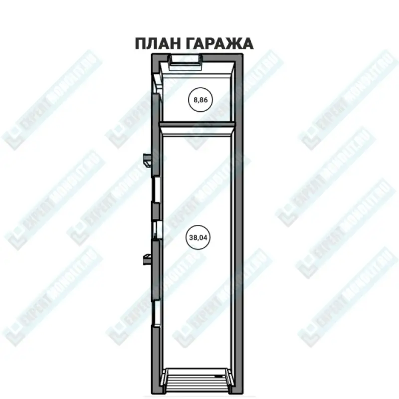 План гаража двухэтажного дома из бетона ДМР-08