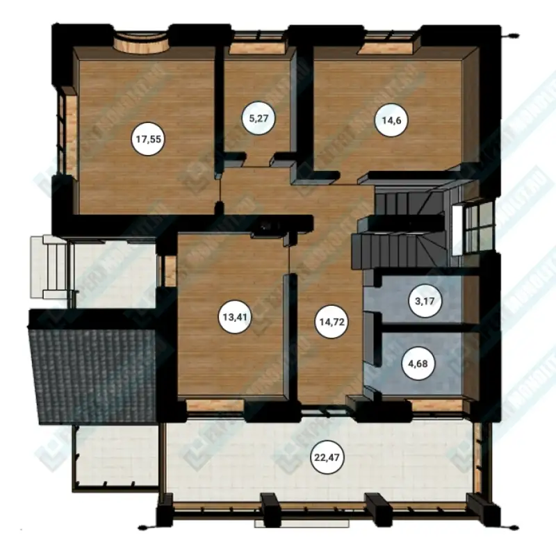 Строительство бетонного дома ДМР-04 план второго этажа