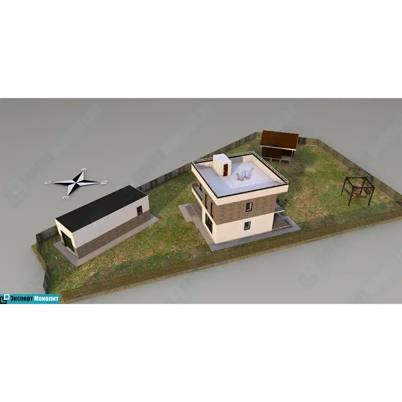 3д модель дома с участком