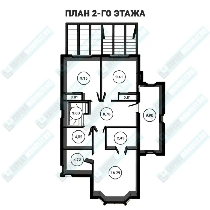 Строительство дома на заказ ДМР-10 - план второго этажа