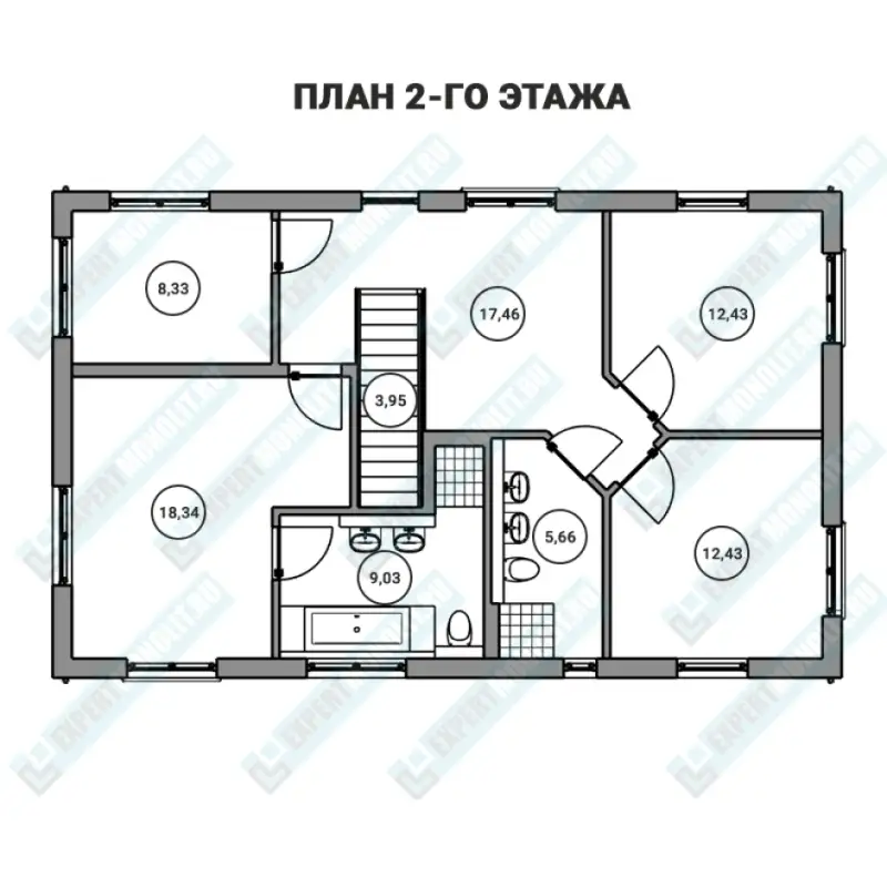 Дом в скандинавском стиле из бетона ДМР-06 план второго этажа