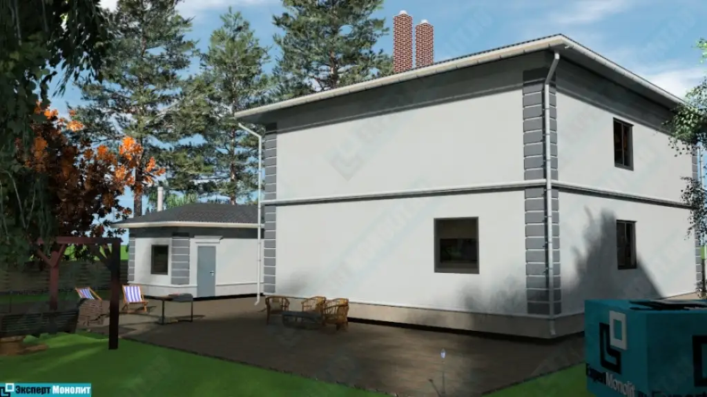 Строительство двухэтажного дома с гаражом из бетона ДМР-08 вид 4