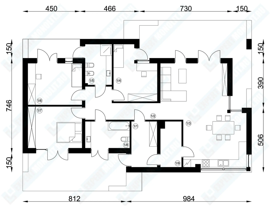 План дома 1 проекта №162