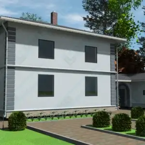 Строительство двухэтажного дома с гаражом из бетона ДМР-08 вид 1