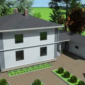 Строительство двухэтажного дома с гаражом из бетона ДМР-08 вид 6