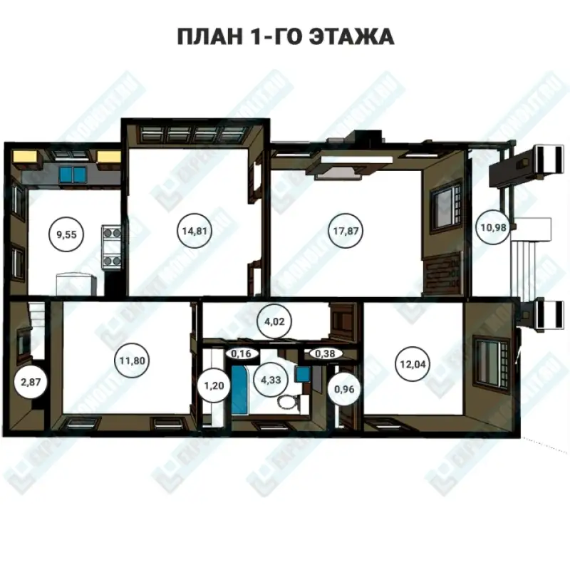 Одноэтажный дом ОДМР-11 - план первого этажа