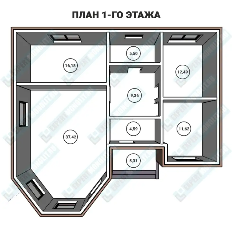 Дом 1 этажный - ОДМР-03 план 1-го этажа