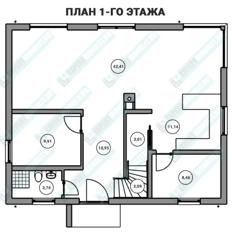 Частный дом из бетона ДМР-05 план первого этажа