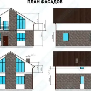 Монолитный частный дом ДМР-02 - планы фасадов