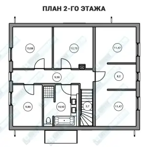 Частный дом из бетона ДМР-05 план второго этажа