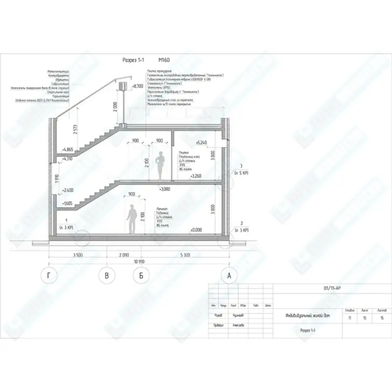 Индивидуальное проектирование дома - разрез дома