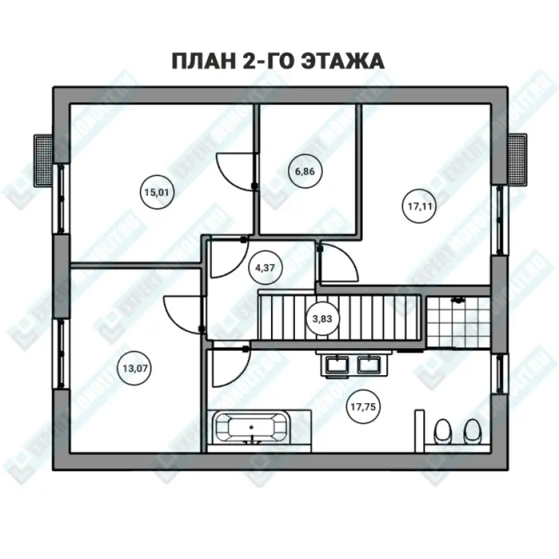Строительство скандинавского дома ДМР-07 - план второго этажа