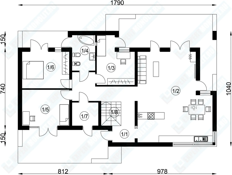 План дома 1 проекта №166