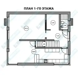 Строительство скандинавского дома ДМР-07 - план первого этажа