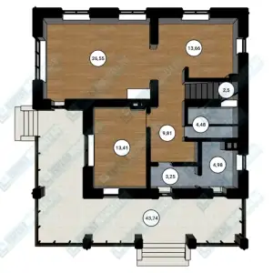 Строительство бетонного дома ДМР-04 план первого этажа