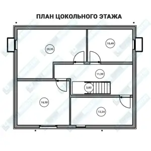Строительство скандинавского дома ДМР-07 - план цокольного этажа