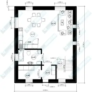 Монолитный дом ДМР-01 - план первого этажа