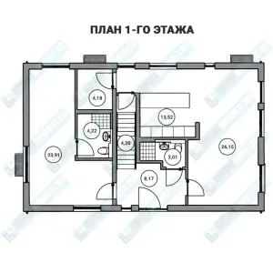 Дом в скандинавском стиле из бетона ДМР-06 план первого этажа