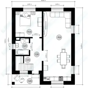 Монолитный частный дом ДМР-02 - план первого этажа