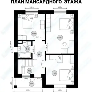 Монолитный частный дом ДМР-02 - план второго этажа