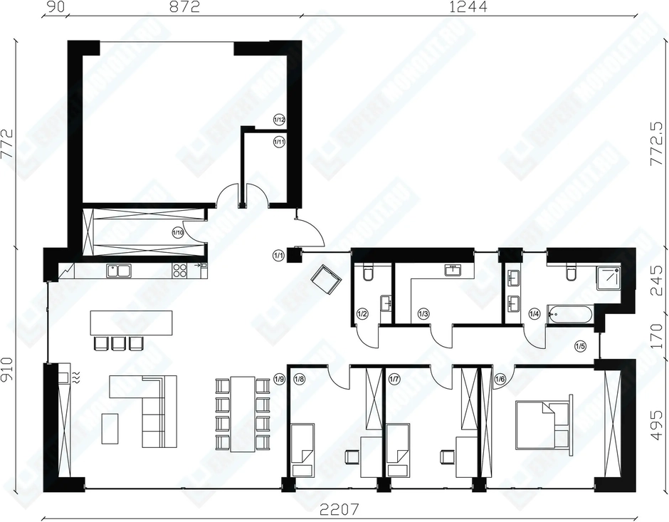 План дома 1 проекта №164