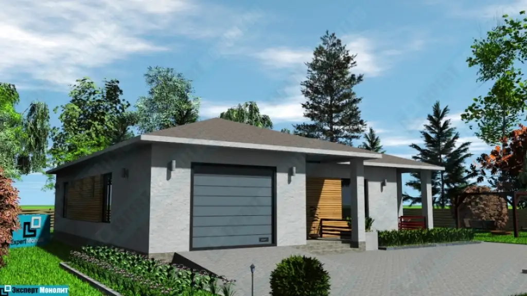 Строительство одноэтажного дома с гаражом ОДМР-14