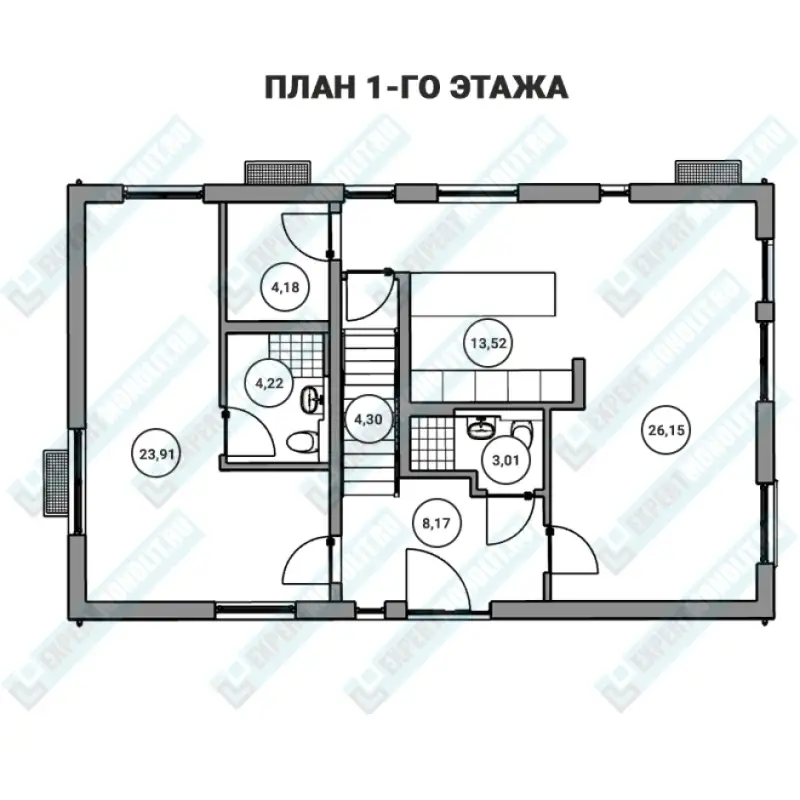 Дом в скандинавском стиле из бетона ДМР-06 план первого этажа